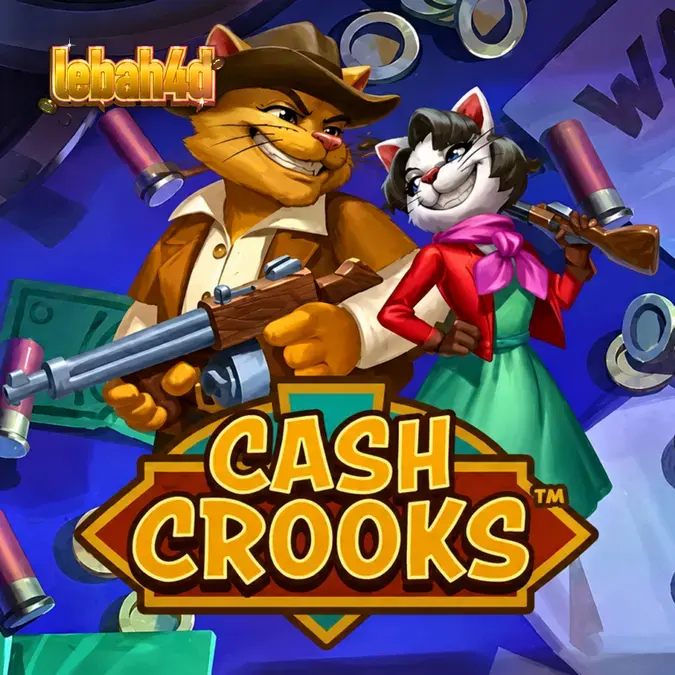Tampilan visual karakter Betty dan Clyve dalam slot Cash Crooks
